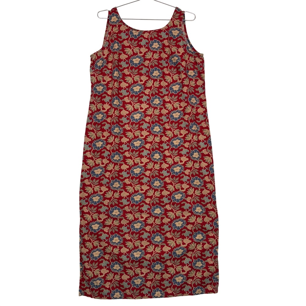 Double D Ranch Women Maxi Dress 1X Red Floral Cotton Sleeveless Yoakum